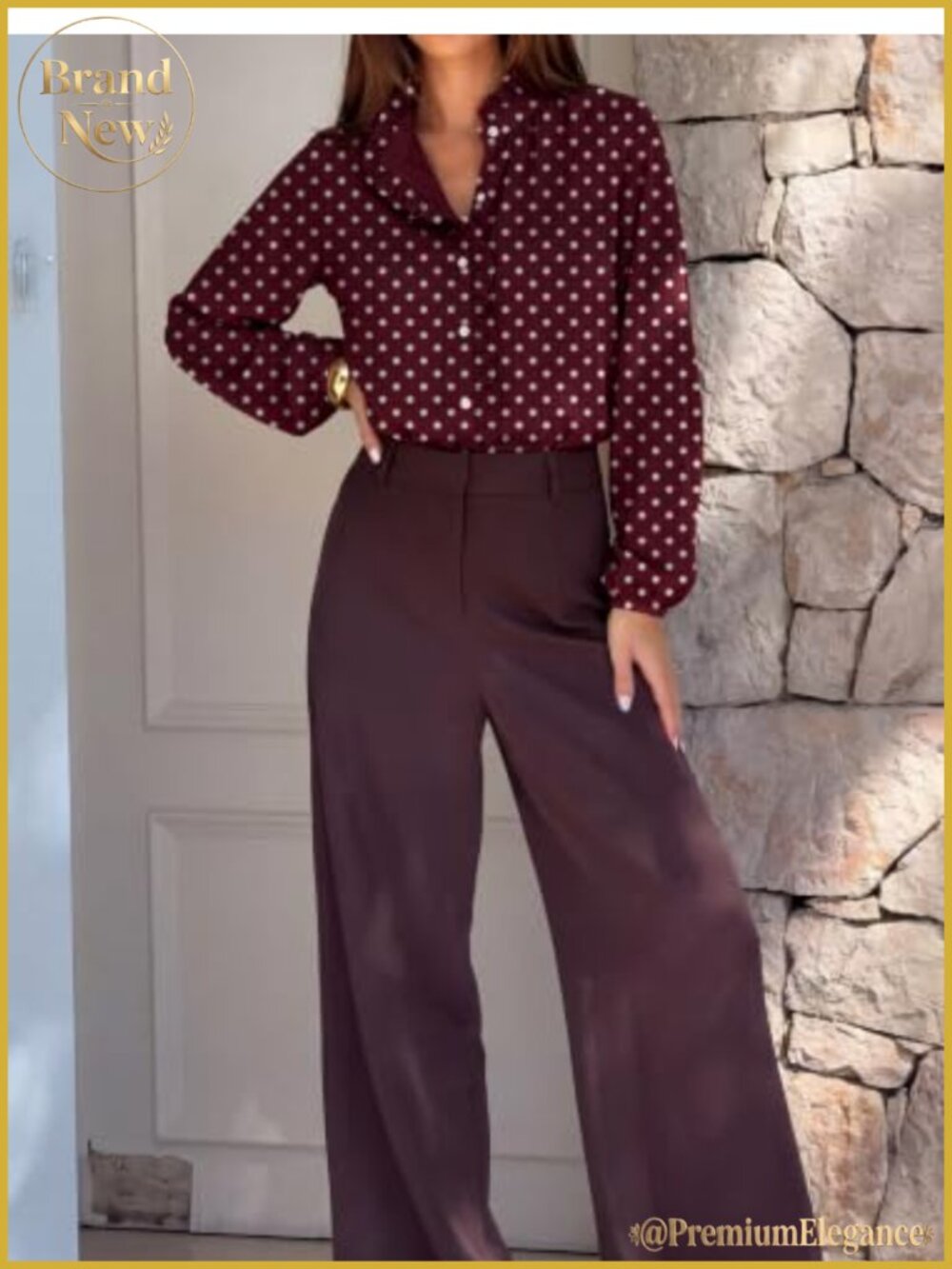 Women's Chiffon Floral Button-Down Blouse V-Neck Ruffle Long Sleeve Boho Top - Picture 2 of 6